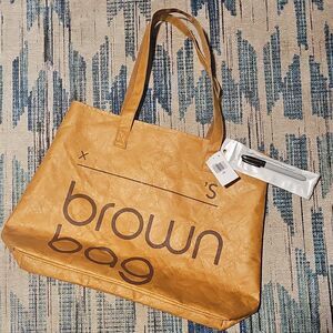 Bloomingdale's Brown Tote Bag with Pink Lining and Pen Women's Large Shoulder